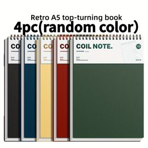 4개 A5 노트북 세트 (색상 랜덤) - 멀티컬러 격자 빈티지 학습 노트, 양면 종이, 65G 두꺼운 종이, 수채화 디자인 하드 커버 - 대학, 사무실 또는 선물 교환에 적합, 노트 및 저널