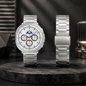 삼성 8/8 클래식 40mm 44mm 46mm 밴드 여성/남성용 고급 스테인리스 스틸, 삼성 워치 8 클래식/8 스마트워치 추가용 패션 버클 손목 밴드