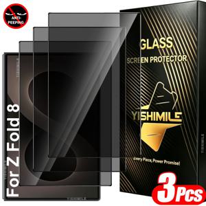 3개입 사생활 보호 강화 유리 외면 스크린 보호 필름, 삼성 갤럭시 Z 폴드 5/Z 폴드 6/Z 폴드 7/Z 폴드 8/Ultra 시리즈에 적합, 사생활 보호 강화 유리, 스크래치 방지, 기포 방지, 간편한 설치