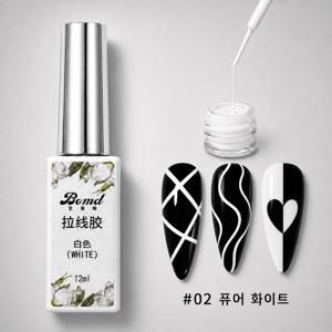 12ml 네일 라인젤 네일 라인젤 미러젤 고점도 드로잉 페인팅 화이트, 미세 반짝이는 실버, 미세 반짝이는