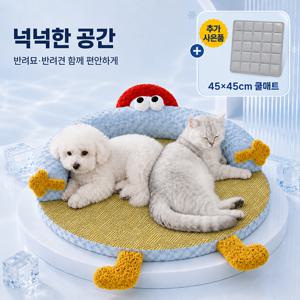 여름 냉감 아이스빈 펫매트 고양이 강아지 겸용 통기성 라탄 방석 분리형 세탁 가능