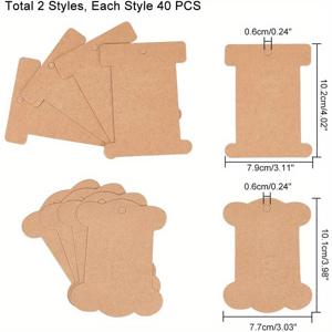 80pcs, 2 모양 크래프트 얀 보빈, 판지 스풀 정리함, 십자수 보빈 카드 실 홀더, 공예 DIY 소잉 저장, 실 정리 보석 디스플레이용