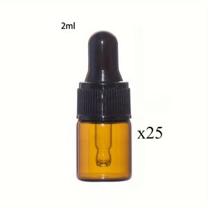 25개 미니 암버 유리 드로퍼 병 세트 - 0.03oz/0.07oz/0.1oz/0.17oz 크기, 필수 오일, 향수 및 액체용 파이펙트가 있는 필수 오일 저장|미적 패키징|안전한 캡 병, 미니어처 병