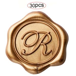 25/30개입 초기 알파벳 접착 왁스 스티커, 문자 (A G H J K L M N P R U V) 왁스 스티커 봉투 봉인 스티커 봉투 자체 접착 골드 스티커 웨딩 파티 생일 크리스마스용