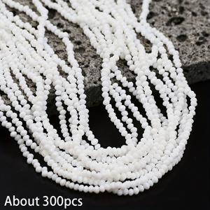 미니 2.5mm 약 300개 화이트 플랫 라운드 유리 구슬, 팔찌, 키체인 펜던트, 의류 액세서리 및 기타 장식용 비즈 소재