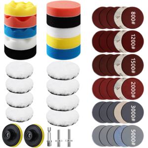 75mm 광택 스펀지 패드, 53/83개 차량용 광택 키트, 스크루드라이버 광택 추가품 (광택기, 연마, 왁싱용)