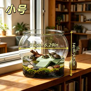 두꺼운 미끄럼 방지 투명 사각 바닥 어항 | 자연스러운 암석 질감 데스크탑 어항 | 실내외 겸용 소형 물고기 및 거북이 사육 장식 장면 탱크
