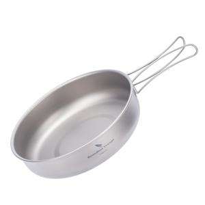 순수 티타늄 야외 프라이팬, 접이식 손잡이, 초경량 및 휴대성, 간편, 내구성 및 보관 용이, 샌드블라스트 표면 처리, 싱글 캠핑 냄비, 캠핑 피크닉 프라이팬, 야외 조리 기구