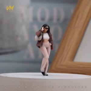 미니어처 피규어 모델, 1/64 스케일 레진 패션 스파이시 걸 모델 워킹 포즈 다이어라마 모델, HO 스케일 기차 장면 모델에 적합, 학습용 데스크탑 장식품, 건축 샌드 트레이 수집용 건물 & 추가 장면 장식