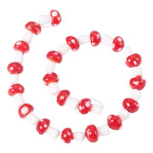 1줄 약 25개 수제 램프워크 유리 비즈 줄, 버섯 모양, 11.5~14.5X9~11mm, 공예 용품, 비즈 & 비즈 모음, 블랙/딥 스카이 블루/옐로우 그린/씨슬/브라운/다크 터키스/옐로우/오렌지/블루/랜덤 혼합 색상/화이트/레드