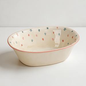 별무늬 세라믹 볼, 8.3인치 타원형 욕조형 샐러드 볼, 세라믹 디저트 볼, 가정용 세라믹 식기, 삼시세끼용