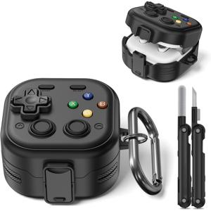 KEKOA for Galaxy Buds 4 Pro 케이스 및 Buds 4 케이스 커버, 삼성 갤럭시 버즈 4 프로 2026용 보안 잠금 케이스, 청소 키트 및 키체인 포함 재미있는 게임 하드 쉘 커버, 블랙