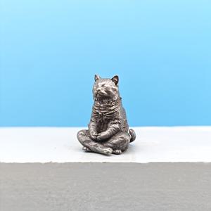 명상하며 깨달음을 고민하는 빈티지 황동 고양이, 미니어처 선(禪) 영감 동물 조각품, 그라데이션 고양이, 스트레스 해소용 책상 장식품, 화분, 이끼, 어항, 미니어처 조경 장식, 소형 조각상, 조각품, 차용 펫. 할로윈, 추수감사절, 크리스마스 장식용 수집용 피규어