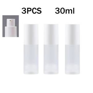 3개 세트 15ml/30ml/50ml 진공 펌프 병 – 누수 방지 여행용 화장품 용기, 세럼, 크림, 로션, 토너용 | 흰색 뚜껑이 있는 재충전 가능한 반투명 사각형 병 | 수은 무첨가 & 무취 | 가정, 살롱, 선물용 보관함용 – 핸드 솝, 페이스 크림, 헤어 오일
