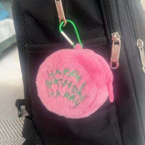 해그리드의 생일 케이크 플러시 동전 지갑, 핑크, 해피 버스데이, 이어폰 파우치, 백팩 참, 선물