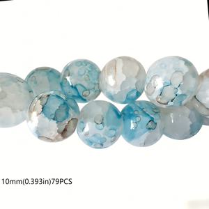 장식 비즈 6mm 137개/8mm 99개/10mm 79개 화이트 블루 그레이 옴브레 3D 라운드 비즈, 반짝이는 고급스러운 구멍 있는 루즈 비즈, 주얼리 제작 팔찌 수제 목걸이 귀걸이 커튼 폰 케이스 공예 추가 비즈 및 비즈 모음