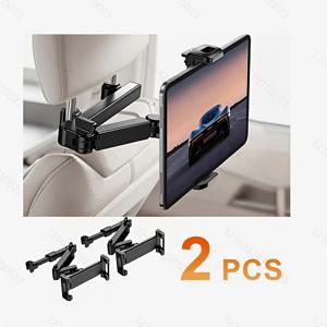 2개 차량용 헤드레스트 태블릿 거치대, 접이식 조절식 뒷좌석 휴대폰 홀더, 4-12.9인치 휴대폰, 아이패드, 태블릿용 범용 접이식 차량용 헤드레스트 스탠드