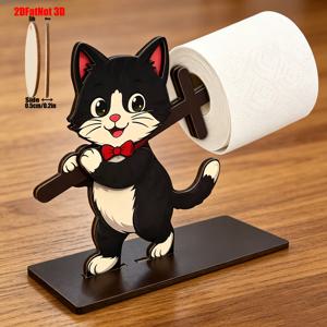 2D 재미있는 꿀벌 화장지 홀더, 고양이 욕실 장식, 귀여운 만화 동물 화장지 롤 홀더, 욕실 및 가정용 자립형, 가정, 친구, 가족을 위한 재미있는 선물, 2D 평면
