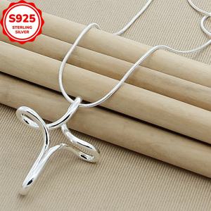 925 하이포알레르겐 패션 라인 랩 크로스 스네이크 목걸이 라인 펜던트 목걸이 선물 여성 선물 산화 방지 케이스, 사계절에 적합