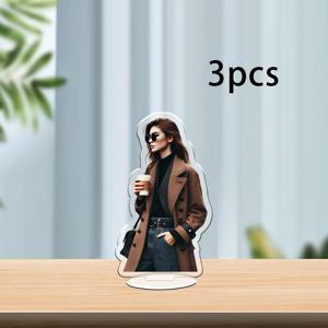 2D 플랫 [맞춤형 제품] 1개/3개 맞춤형 아크릴 사진 장식품, 당신의 좋아하는 캐릭터, 커플, 가족 애완 동물 사진을 맞춤 제작할 수 있습니다. 양면 효과, 섬세하고 작은 선물, 책상, 집 및 기타 장면, 크리스마스 선물