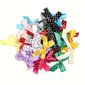 50개 미니 새틴 리본 보우와 도트 무늬 - DIY 공예, 신발 및 의류 장식, 선물 포장에 이상적 - 다양한 색상