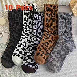 커플용 프린트 중목 양말 10켤레, 사계절용으로 부드럽고 편안함