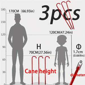 3개입, 높이 70cm PVC 소재 레이저 효과, 여러 색상의 소형 지팡이. 벨리댄스, 재즈댄스, 라틴댄스, 동양댄스, 무대댄스, 축제 의상에 적합. 댄스 지팡이 코스튬 스틱