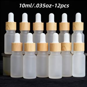 12개/5개 세트 무광 유리 드로퍼 병, 0.34oz/1.01oz/1.69oz 에센셜 오일 병 (드로퍼 포함), 고급 우드 그레인 캡, 에센셜 오일 & 향수, 세럼, 액체, 화장품 리필용 병, 완벽한 선물, 미니 향수병, 향수 리필 용기, 누수 방지 미니 여행용 필수품 (10ml/30ml/50ml)