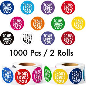 예수님은 당신을 사랑합니다 기독교 종교 스티커 롤 1000개, 교육용 선물 포장, 부활절 데칼 선물, 종교 문구류, 주일학교 교회 파티 용품