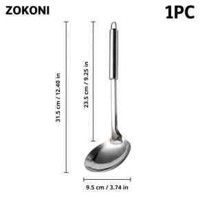 ZOKONI 스테인리스 스틸 수프 국자 1개, 31.5cm, 은색 긴 손잡이, 깊은 타원형 그릇과 걸이용 고리 포함, 수프, 스튜, 국물, 소스, 전골 퍼내기 및 서빙용, 주방 요리 및 식탁용