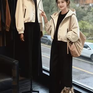 여성용 후드 자켓, 2026년 봄/가을 신상 스타일, 숏 작업복 재킷 탑, 소격아용 캐주얼하고 활용도 높은 자켓