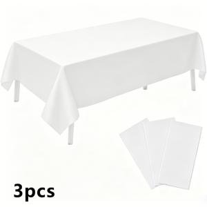 플라스틱 테이블보 직사각형 테이블 3pcs 세트, 54 X 72인치 테이블보, 6피트 테이블에 적합, 일회용 테이블보, 테이블보, 파티, 모임, 결혼식, 피크닉, 캠핑, 어버이날, 아버지의 날, 할로윈에 적합
