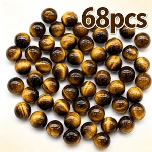 68개, 노란색 호랑이 눈 유리 루스 비즈, 주얼리 재료, 주얼리 비즈 스트링, 핸드메이드, 장식 용품, 키체인, 팔찌, 목걸이, 헤어 장식, 허리 체인, 신발 장식, 가방 장식용으로 사용 가능