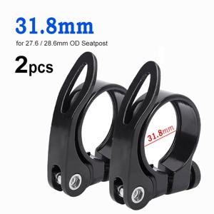 자전거 퀵 릴리스 시트포스트 클램프 2개 31.8mm 34.9mm 자전거 시트 튜브 포스트 클램프 로드 MTB 자전거 시트포스트 칼라 블랙
