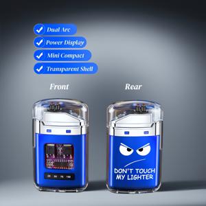 1개 MY LIGHTER - 야외용 방풍 전자 라이터 - USB-C 충전식 미니 라이터, 전원 표시등, 듀얼 아크, 투명 하우징 포함 - 여행 파티 촛불, 캠핑 장비용 - 아버지의 날, 생일 남편 남자친구 선물
