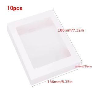 그녀/남자를 위한 선물 10개 투명 PVC 직사각형 창문 선물 상자, 흰색 크라프트 종이 선물 상자, 결혼 선물, 초콜릿에 적합