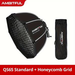 AMBITFUL S90 S65 사진 촬영 빠른 해제 접이식 팔각형 카메라 플래시 라이트 그리드 소프트박스 브래킷 마운트 핸들 소프트박스 Godox TT520II V860III용 (조명 미포함)