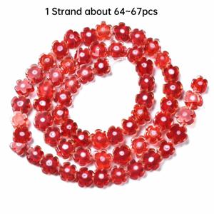 1줄 약 64~67개 수제 밀레피오리 유리 비즈 줄, 꽃, 화덕, 5.5~8X2.5mm, 주얼리 귀걸이 팔찌 목걸이 제작용, 비즈 & 비즈 모음