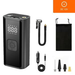 [Qenrix] 휴대용 타이어 공기 주입기 에어 컴프레서, LED 조명 및 압력 게이지 포함 150 PSI 12V 자동차용 디지털 에어 펌프, 자동차 타이어, , 자전거 타이어, 전동 자전거, 스포츠 공용 소형 차량용 타이어 펌프, 배터리 미포함