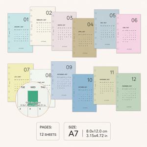 12장 2027년 월간 플래너 삽입 용지 | A6 A7 M5 멀티 사이즈 | 휴일 & 특별한 날 표시 영역, 습관 체크 템플릿, 월간 구분 페이지 | 스케줄 계획 & 습관 추적 저널용