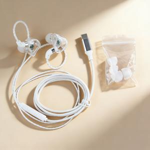 URIZONS 유선 인이어 모니터 USB-C 헤드폰, Hifi 스테레오 베이스 이어버드 오버이어 후크 스포츠 러닝 Type C 이어폰, 게이밍 음악 폰 노트북용 마이크 포함 노이즈 차단 유선 이어폰