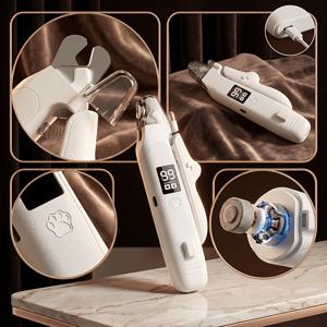 1개 애완동물 손톱깎이, 강아지 전동 손톱 그라인더, USB 충전식 LED 조명 2개 포함, 고양이 손톱깎이, 대형, 중형 및 소형견, 고양이에게 적합, 손톱 다듬기 솔루션, USB 충전식 트리머, 애완동물 손톱 그라인더