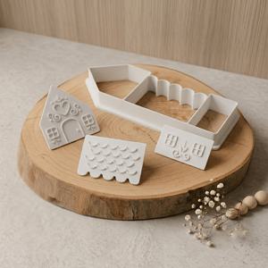 미니어처 집 모양 폴리머 클레이 몰드 및 커팅 도구 1세트 - DIY 공예, 인형의 집 미니어처 건축, 클레이 제작용 작은 집 모양 촬영 배경 소품, 레진 공예, 탁상용 장면에 적합한 플라스틱