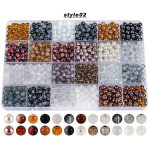 약 960개 6mm 유리 구슬 팔찌 만들기 키트, 팔찌 및 주얼리 제작용 24가지 다양한 컬러의 유리 구슬과 DIY 공예품, 우정팔찌