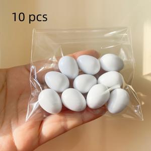 10개 흰색 플라스틱 새 알, 계란 대체용으로 완벽함, 번식, 부화, 둥지 만들기 및 DIY 프로젝트에 적합 - 새둥지 액세서리, 이스터 장식