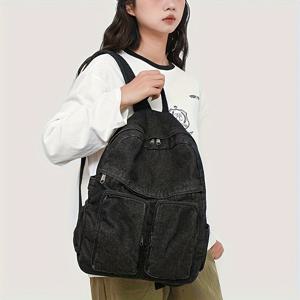 아메리칸 빈티지 디스트레스드 여성용 백팩, 스위트 앤 쿨 스타일 멀티 포켓 디자인 백팩