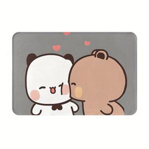 BIIHUDU Dudu 곰이의 부부 판다에게 키스하는 사랑, 야외 웰컴 매트, 스타일리시한 홈 데코
