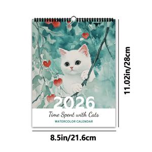 1개, 2026 벽걸이 달력, 수제 꽃무늬 고양이 시리즈, 12가지 정교한 패턴, 2026 벽걸이 달력, 12개월 월간 플래너, 생일, 크리스마스, 새해 선물로 완벽한 선택, 미국 버전 포함