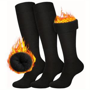여성용 따뜻한 니하이靴상의 양말 3켤레, 추운 날씨용 두꺼운 보온 부츠삭스, 등산 작업용 부드럽고 편안한 긴 양말, 겨울 선물