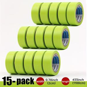 애플 그린 색상의 일본 와시 테이프 10롤/15롤, 폭 2cm, 페인팅 중 마스킹 및 보호용, 저널링 및 장식에 적합, 잔여물 없이 쉽게 찢어짐